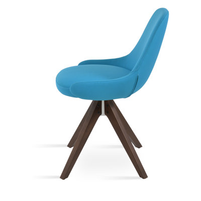 Gazel Pyramid Swivel Wood Side Chair in Turquoise