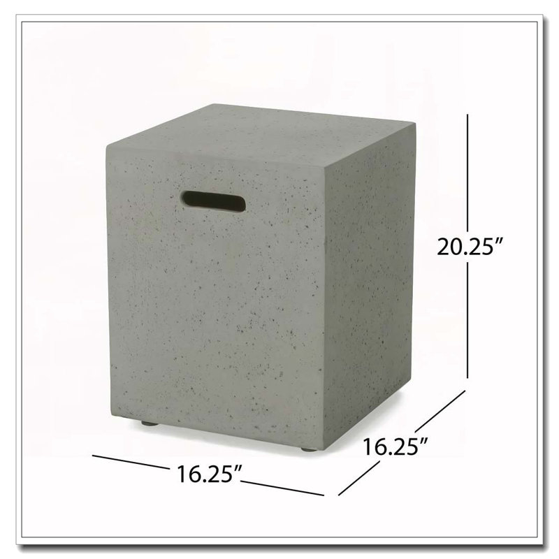 Table de bout d'extérieur en oxyde de magnésium, table d'appoint, Gris clair