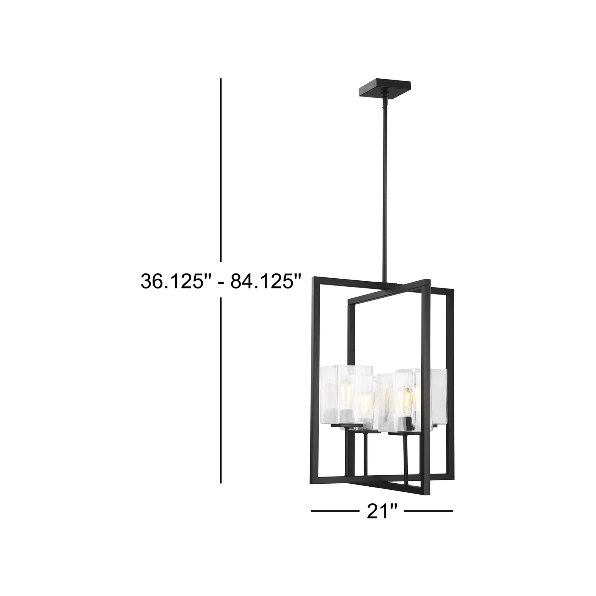 Aya 4 Light Glass Dimmable Pendant, 27.25" H x 21" W x 21" D