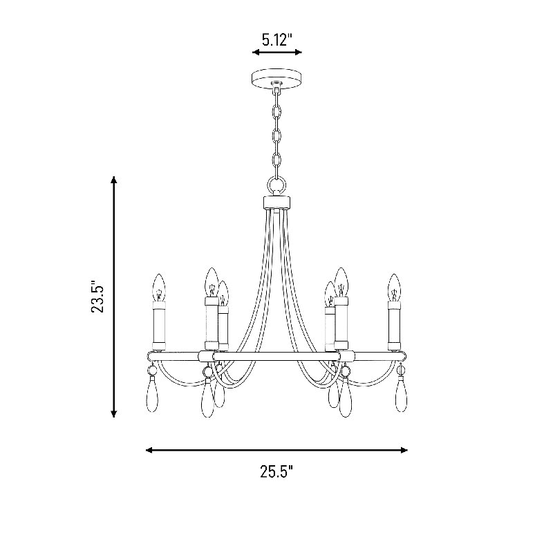 Lustre à 6 lumières Savoy House Mayfair en laiton chaud et chrome, H 23,5 po x l 25,5 po x P 25,5 po, Six lumières