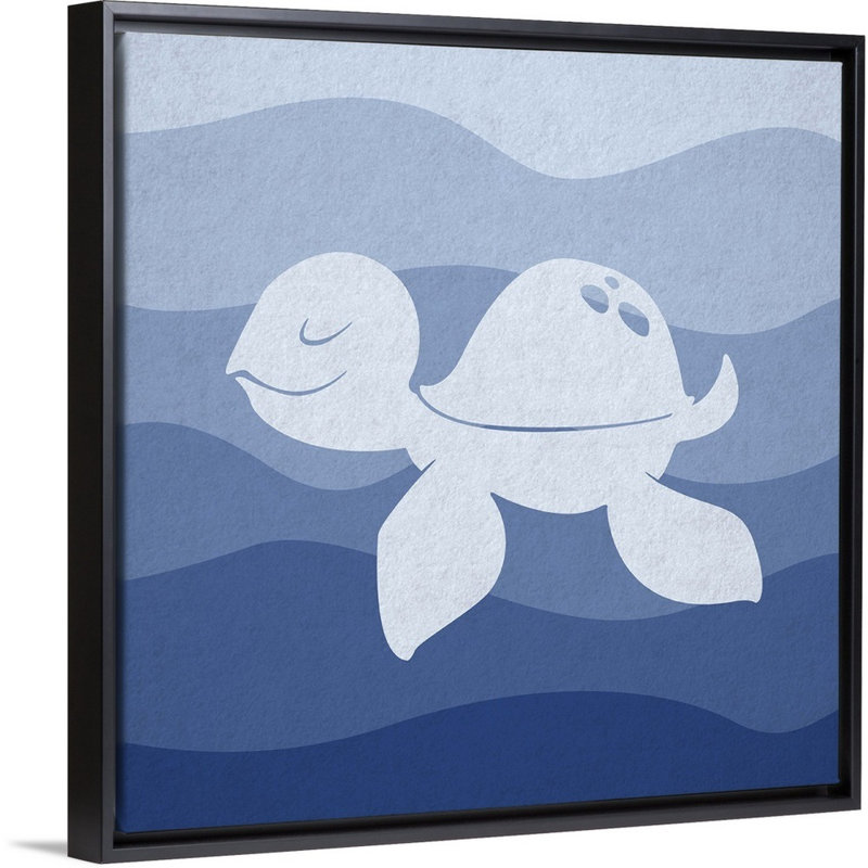 « sea tortue », impression Underwater Nursery, Cadre pour toile flottant noir, H 36 po x l 36 po x P 1,75po