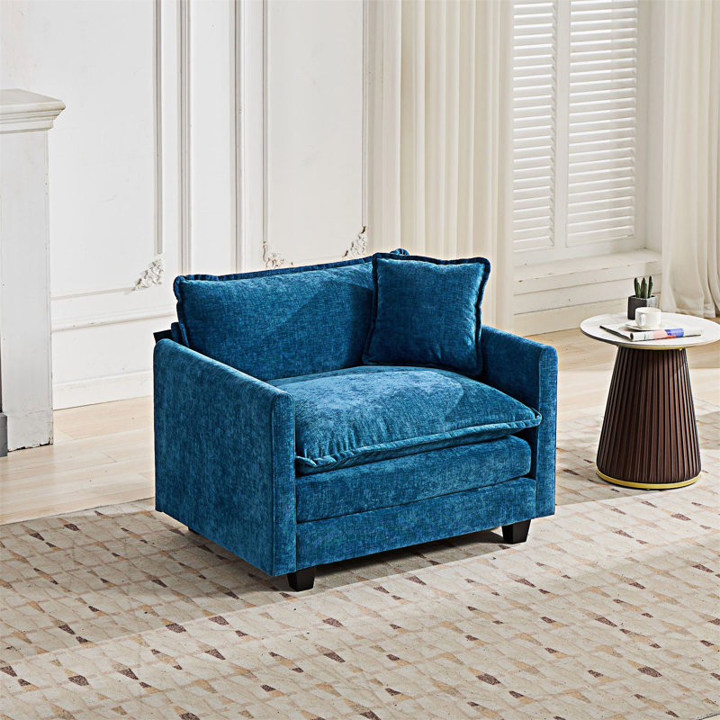 Upholstered Single Sofa, Blue