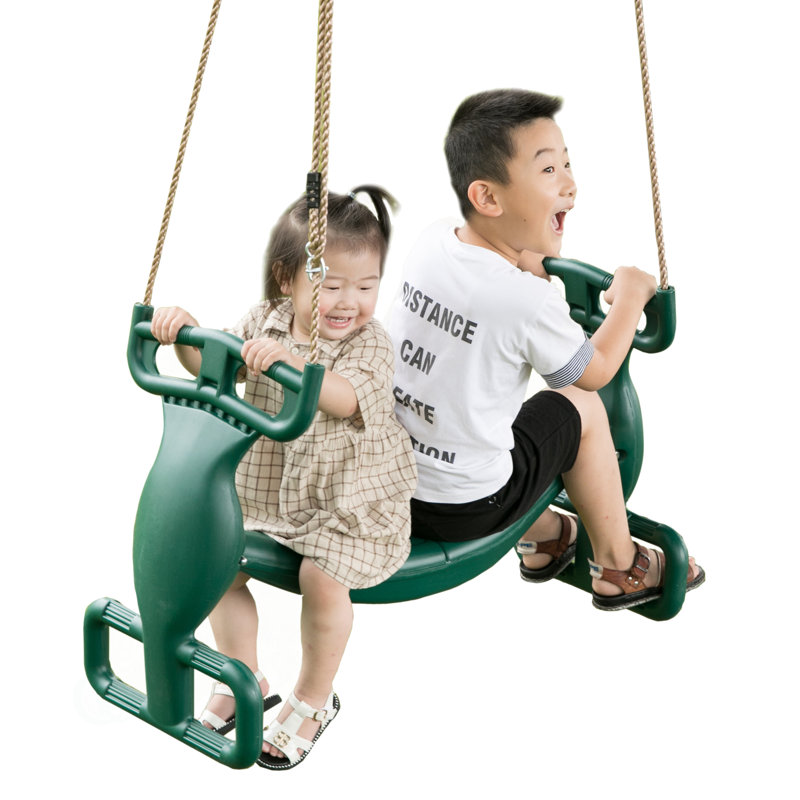 Green Plastic Dual Glider Swing with Handlebar and Footrest