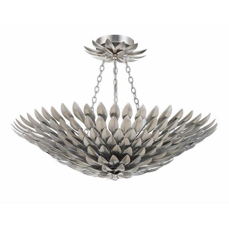 Broche 6 Light Semi Flush Mount, Silver, 6 Lights, 6'H x 24.5"W 24.5"D