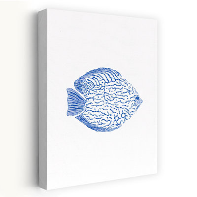 Poisson Discus bleu paisible et serein, impression d'art mural contemporain représentant la nature de l'océan