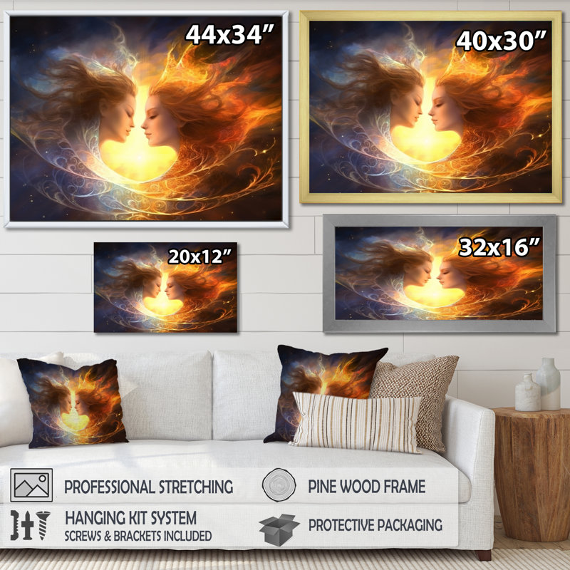 Reproduction d'art sur toile "Eternelle", H 16 po x l 32 po x P 1 po, Cadre simple noir