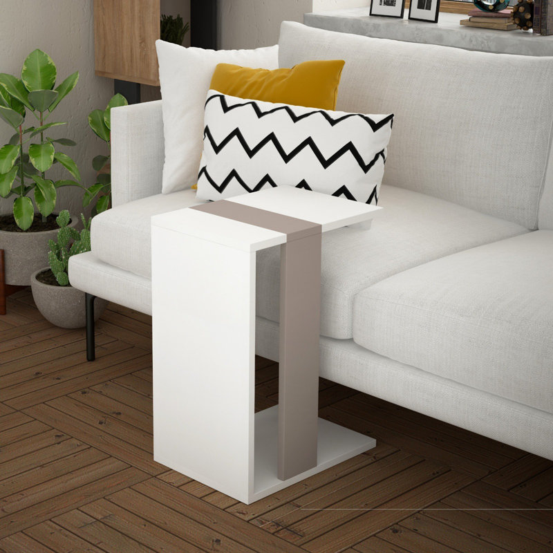 Sadie End Table, White/Light Mocha