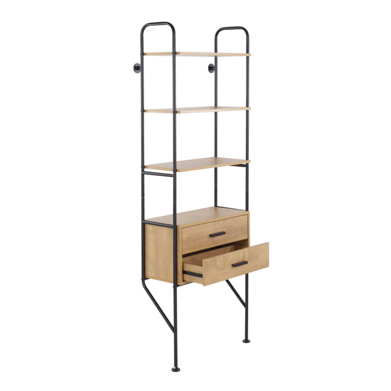 Kaed Industrial Bookcase In Black And Brown Wood By 17 Storeys