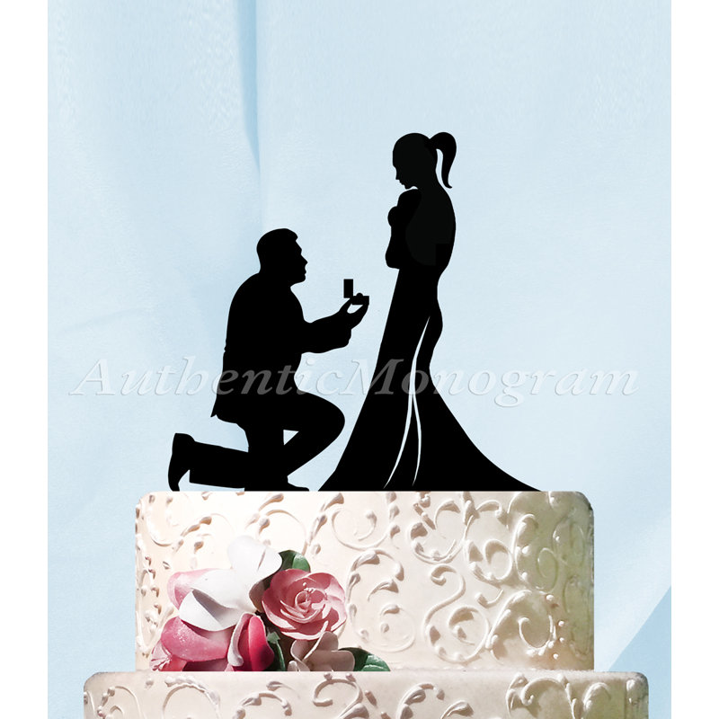 Wood Cake Topper, Silver Glitter