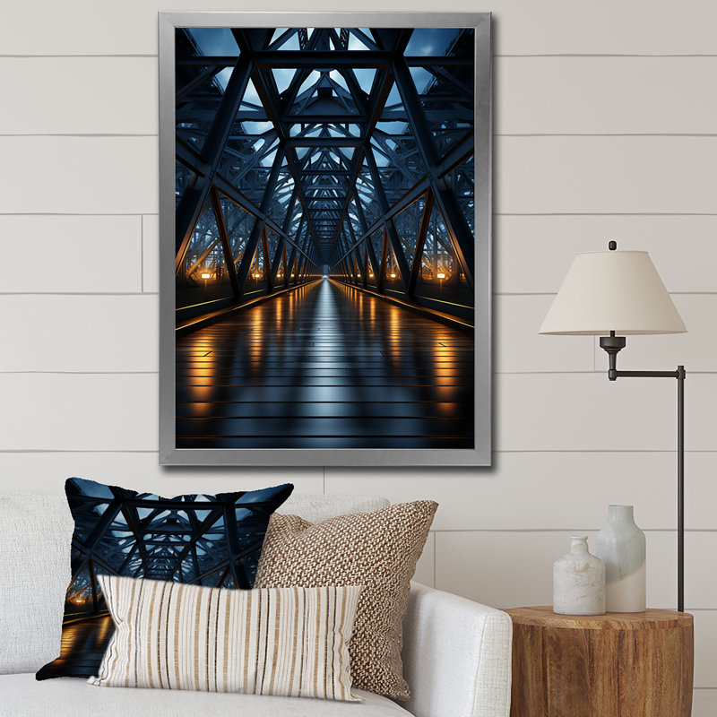 Pont suspendu Letrisha, H 32 po x l 16 po x P 1 po, Cadre photo argenté