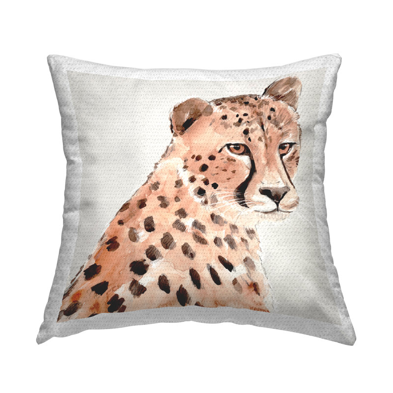 Coussin d'extérieur imprimé Wild Leopard Portrait par Annie Warren
