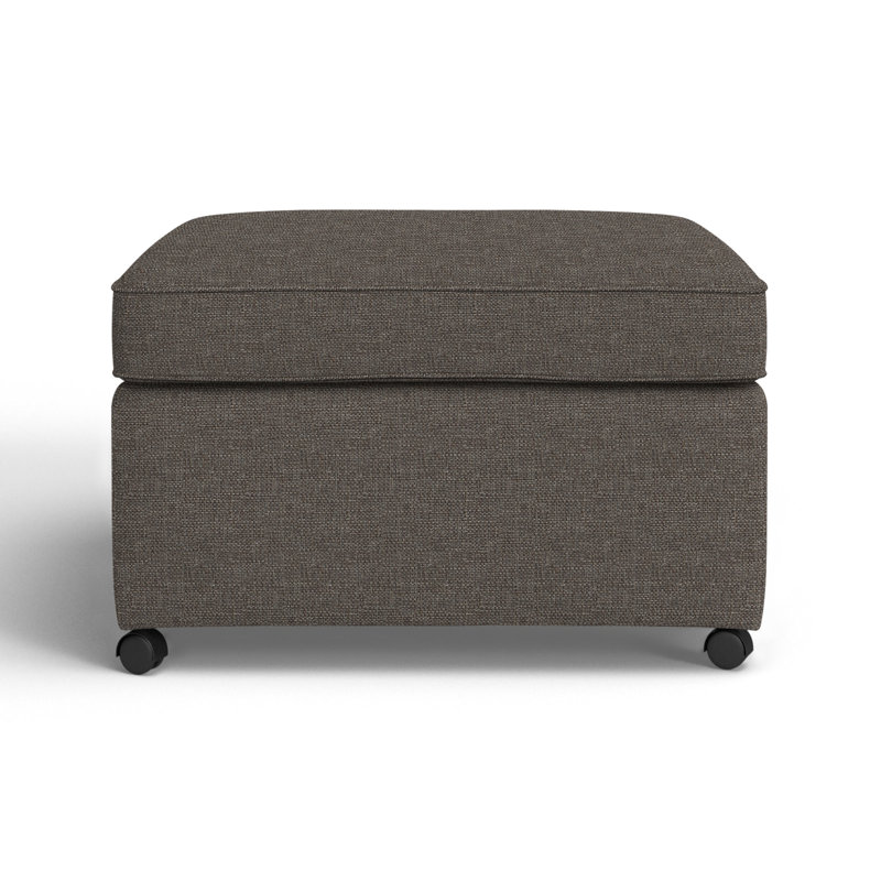 Rika Upholstered Ottoman, Drusky Charcoal Sustain® Basketweave