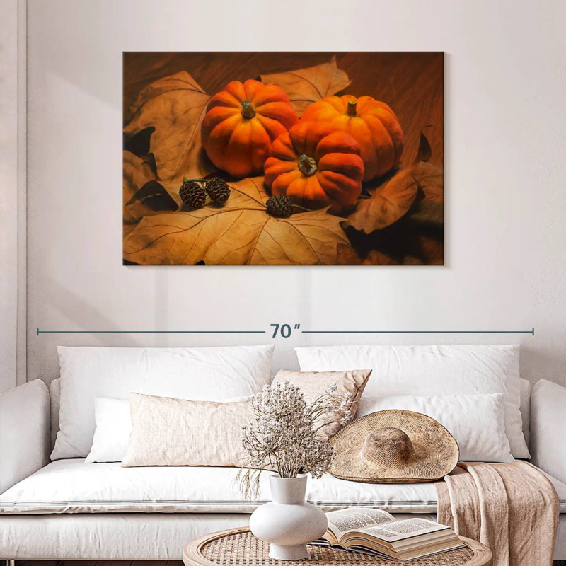 Yarlin Pine Cones And Pumpkins, 30" H x 45" W