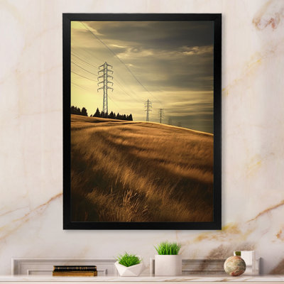 Lignes électriques, minimalisme, coucher de soleil