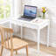Table de coiffeuse avec tiroir, table de travail blanche 35,4 po / console festonnée pour entrée de chambre à coucher, poignée en laiton brossé