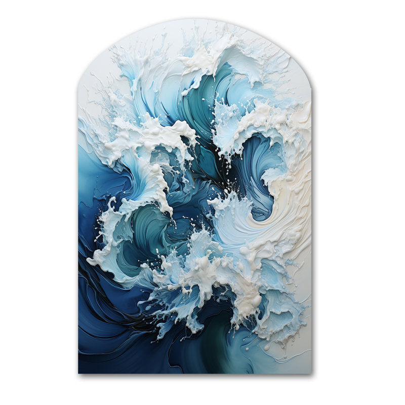 Coastal Waves Rhythmic Coastal II - Décoration murale asymétrique en métal, impression murale sculpture en métal Freeform