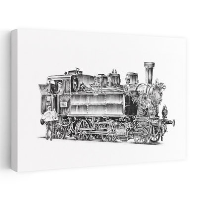 Affiche murale rétro industrielle classique représentant une locomotive à vapeur d'époque