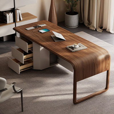 Bureau rectangulaire en bois manufacturé brun noisette
