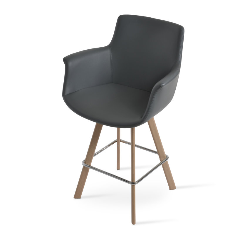 Tabouret Bottega, Tabouret de bar (siège d'une hauteur de 29 po), Naturel, gris