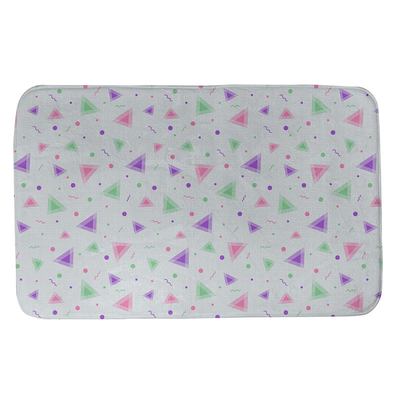 Tapis de salle de bain rétro 90s Leffel, l 17 po x L 24 po, Mauve / Rose