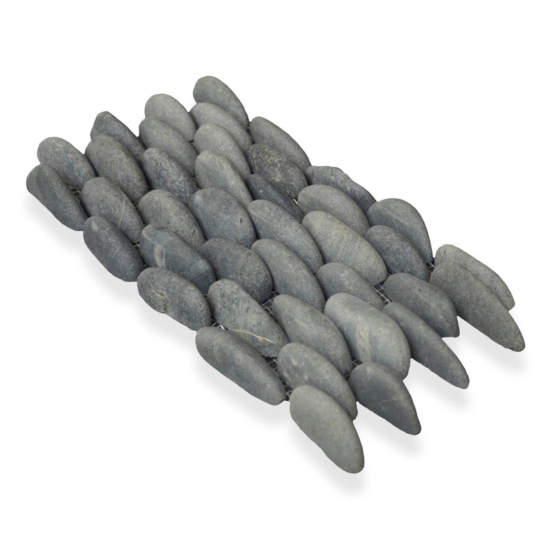 Mosaïque murale de galets empilés 5 7/8 x 11 3/4 Natural Stone, Noir