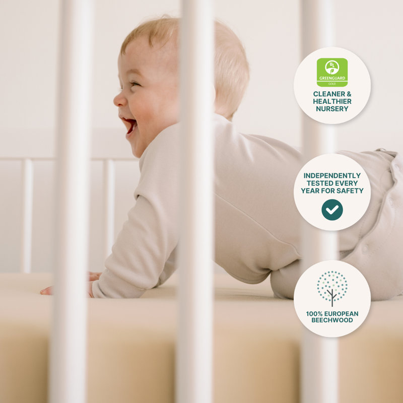 Bliss 4-in-1 Convertible Crib, White/Natural