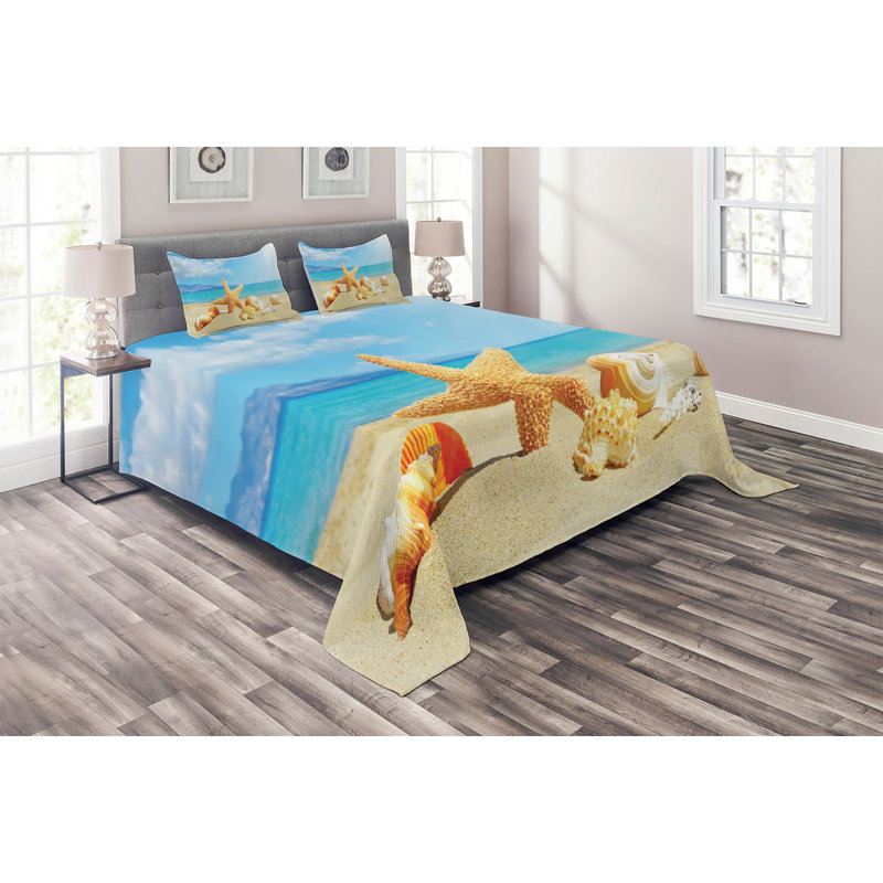 Seashells Coastal Polyester Coverlet
