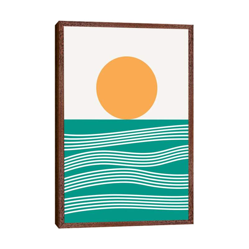 Abstract Landscape XVIC - Print on Canvas, 101.6 cm H x 66.04 cm W, Silver/White/Corn, Brown Framed
