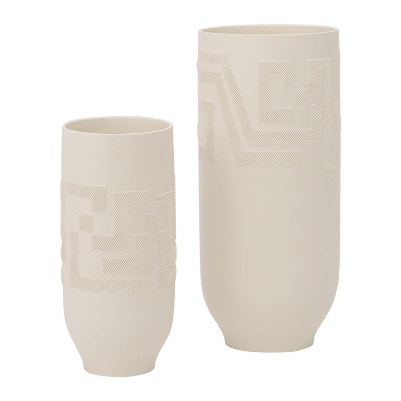 Ancestral Pueblo Inspired Matte White Ceramic Vase 16"x7.25"
