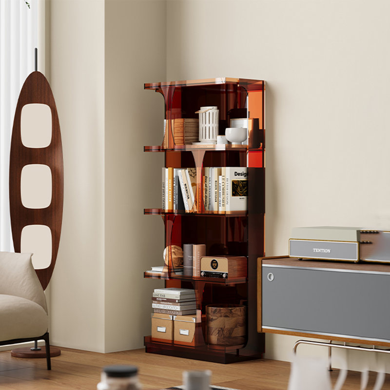 Modern simple multi-functional open bookcase, Amber Brown