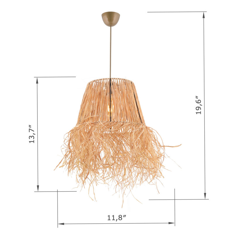 Adjustable Cable Metal Body Chandelier With Raffia Cap