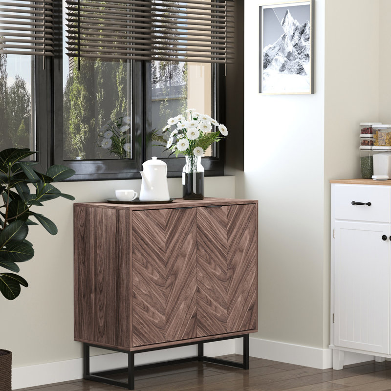 Buffet réglable en noyer, armoire en noyer pour une organisation de cuisine efficace avec portes doubles et configuration