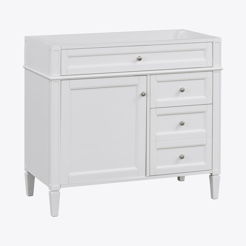 Meuble-lavabo de 36 po sans lavabo supérieur, armoire de rangement moderne avec 2 tiroirs et un tiroir rabattable, structure en bois massif