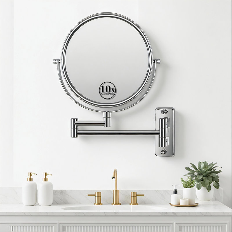 Wall Mounted 8"Makeup Mirror With 1X/10X Magnification Makeup Mirror, Chrome