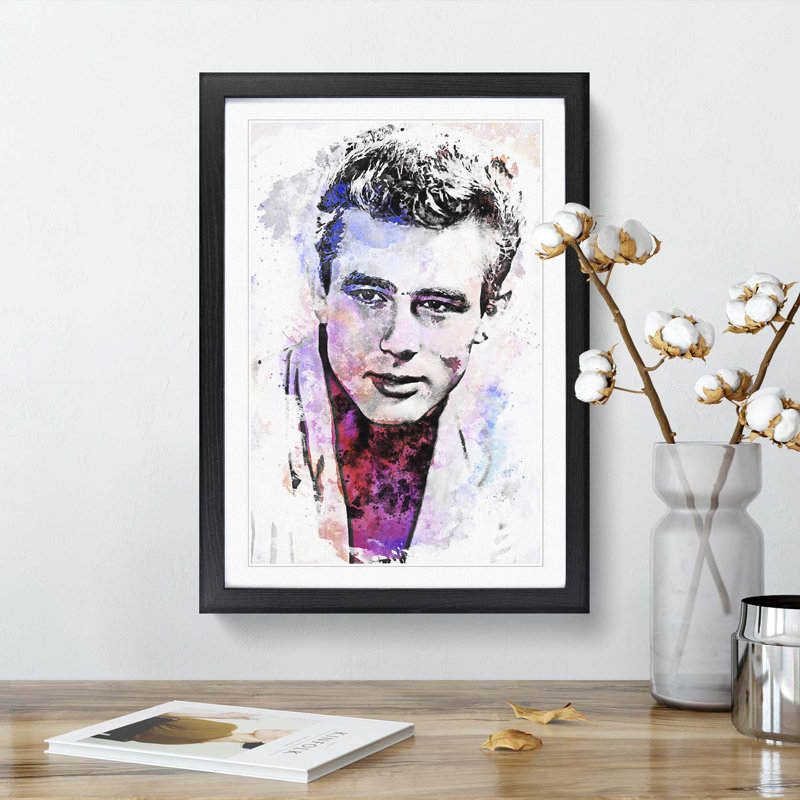 James Dean in Abstract - Framed Print, 87cm H x 62cm W x 2cm D, Black Framed