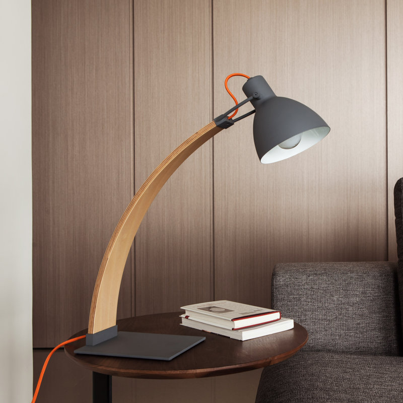 Lampe de bureau jaune 21,2 po Krauss, Gris foncé mat