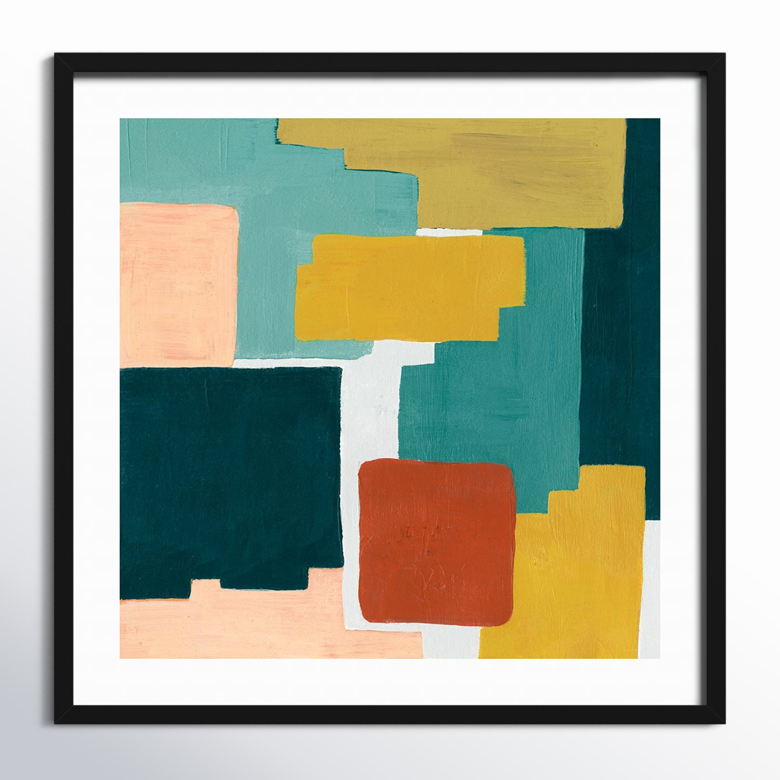 Block Abstract II by Grace Popp, Noir Black Framed Paper, 41.38" H x 41.38" W x 0.88" D