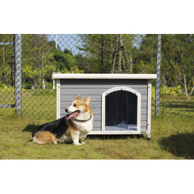 Large Wooden Outdoor Dog House, Waterproof Roof, Elevated Floor