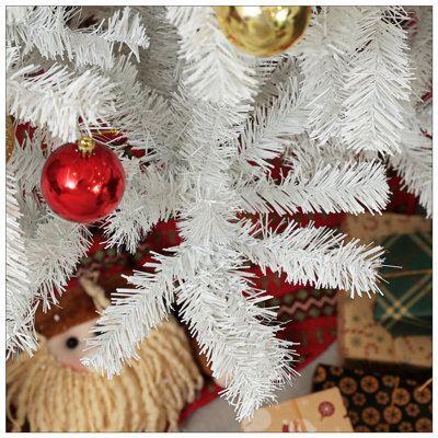 Arbre de Noël floqué avec 750 lumières à DEL blanc chaud, pointes de 1964, PVC enneigé et branches à aiguilles dures, conception à charnières, support en métal robuste