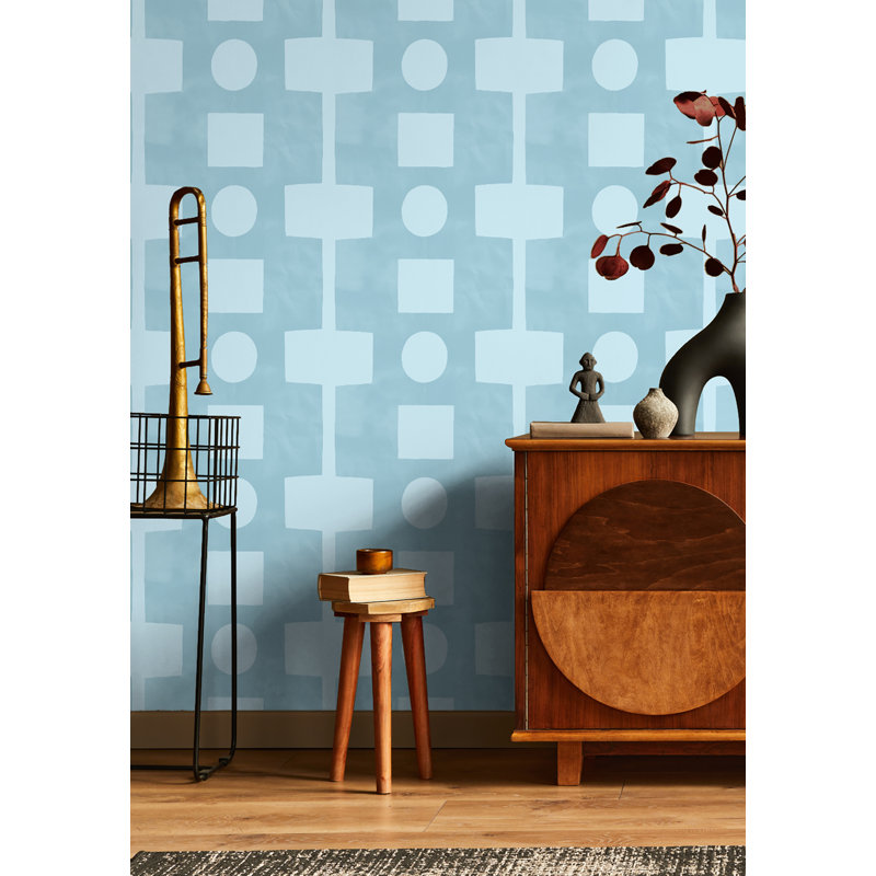 Paule Marrot Geometric Wallpaper Double Roll, Sky Blue