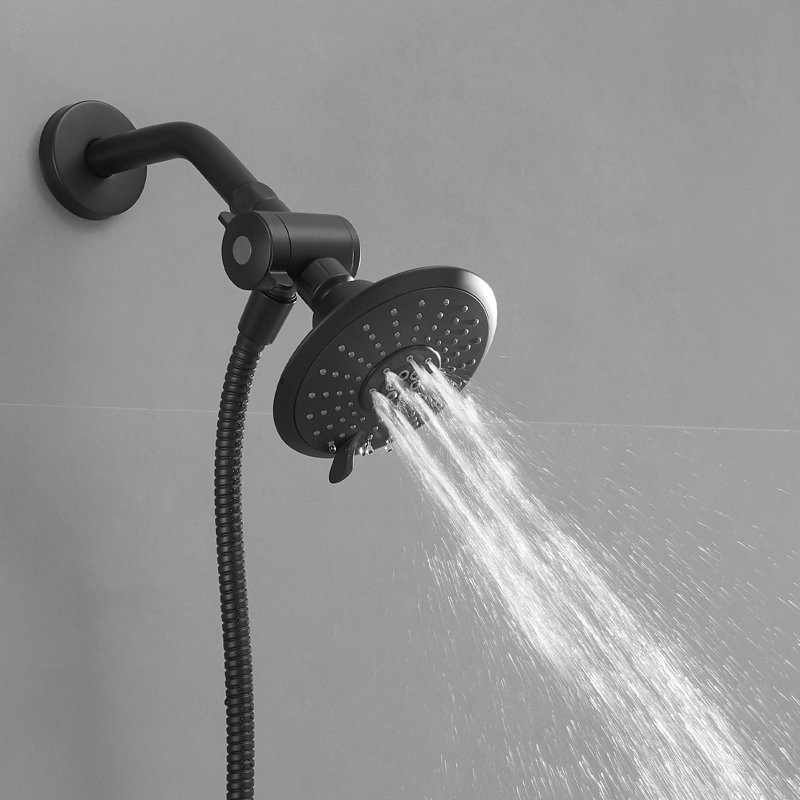 Ensemble de robinet de douche à poignée simple à 6 jets et à double jet 1,8 GPM avec valve et pomme de douche à main filtrée