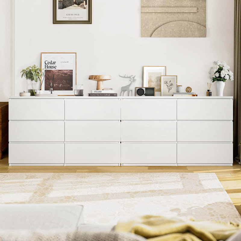 Commode 6 tiroirs pour chambre à coucher, Blanc