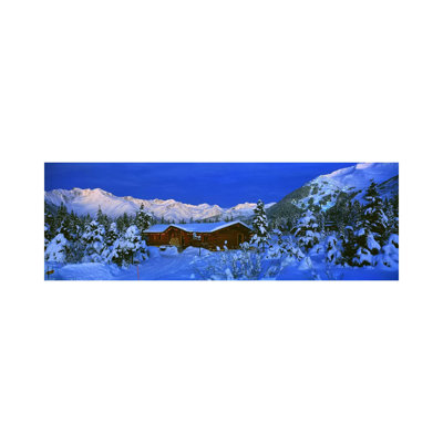 Mountainside Cabin Near Mount Alyeska, Chugach Mountains, Alaska, USA 1 Piece Wrapped Canvas Panoramic Wall Art