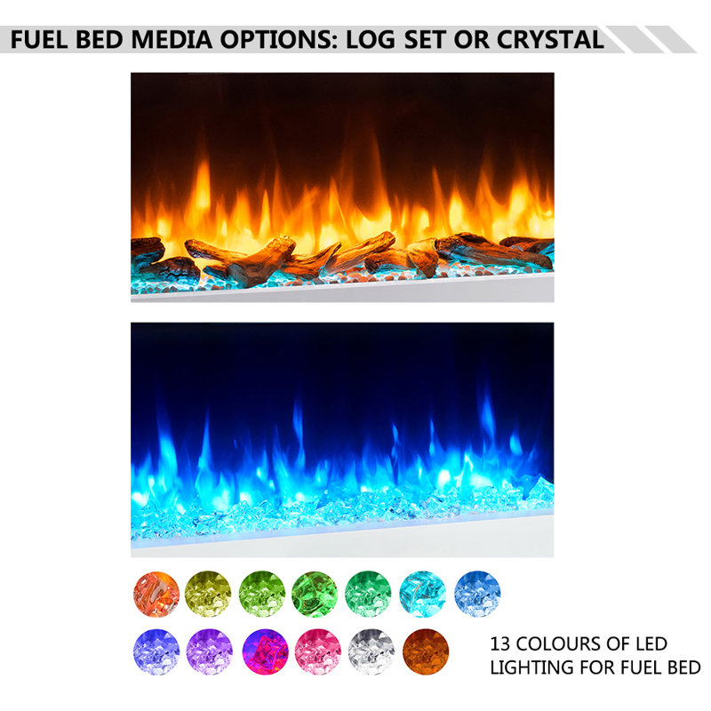 FLAMME Kingston Freestanding Electric Fireplace White with 3 Flame Colours and 13 Mood Lighting Options 1.8kW heater