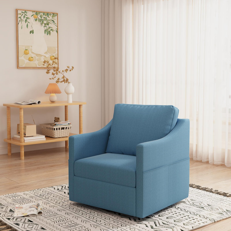 Upholstered Swivel Armchair, Blue