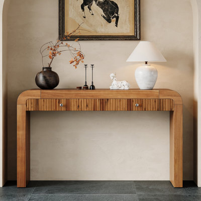 Rustic Console Table With Fluted Drawer Front