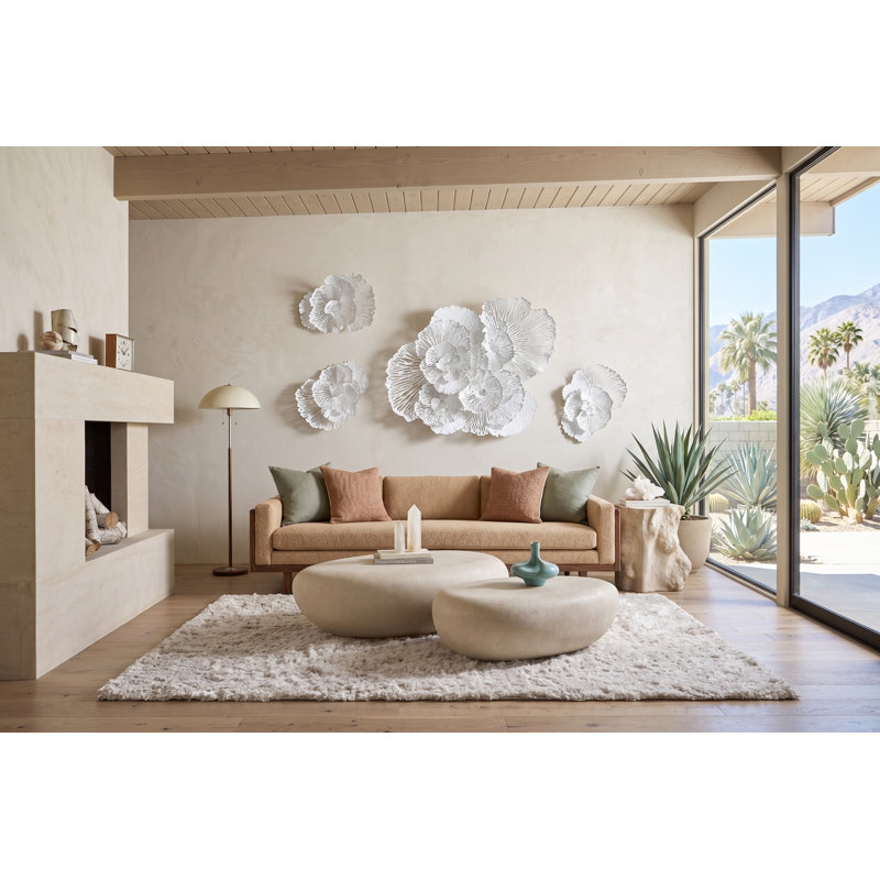 River Stone Solid Coffee Table, 14" H x 42" L x 26" W, Roman Stone