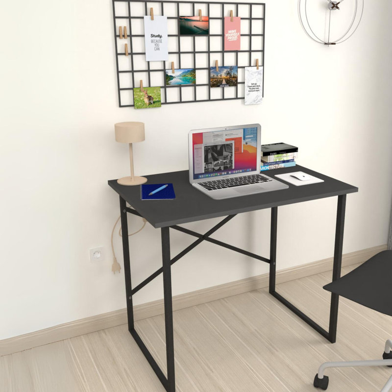 Aistis Rectangle 90cm L Computer Table, Black