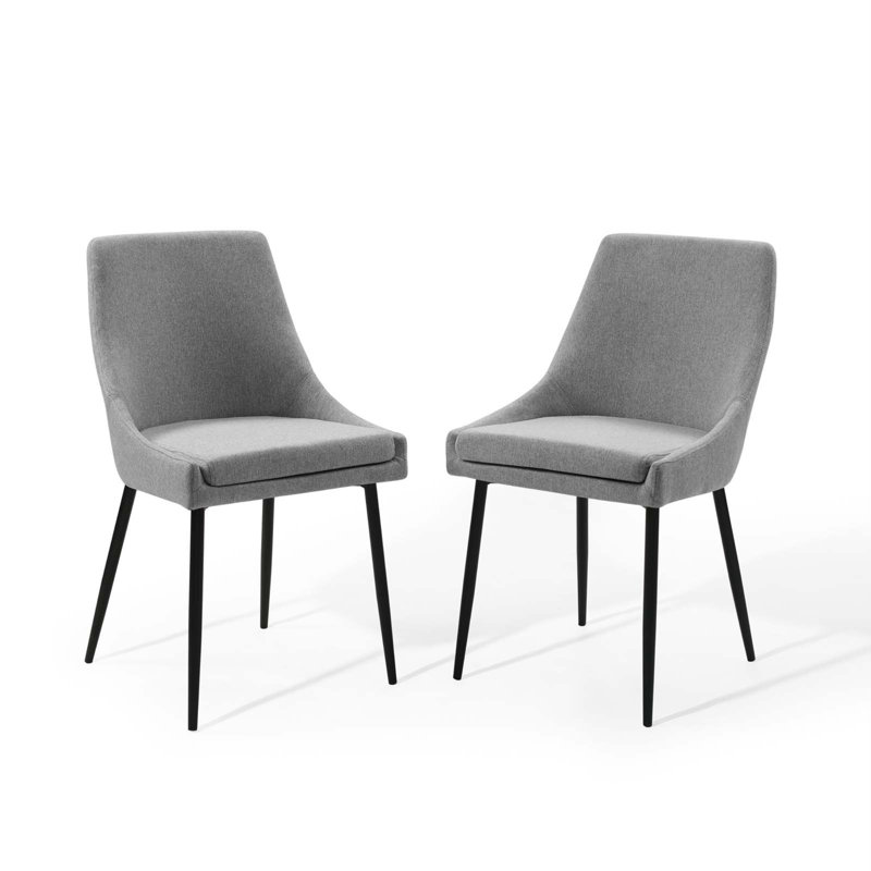 Carson Carrington Lagersberg Upholstered Fabric Dining Chairs (Set of 2), Black, Light Gray