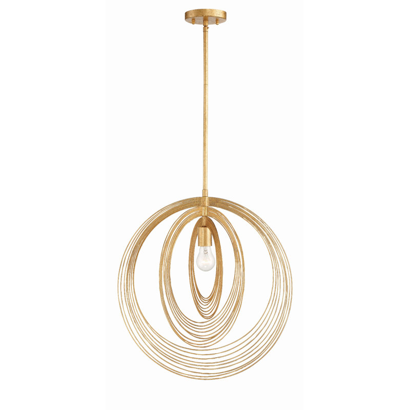 Gagarin 1 - Light Single Geometric Pendant, Renaissance Gold, 21" H x 20" W x 2.3" D